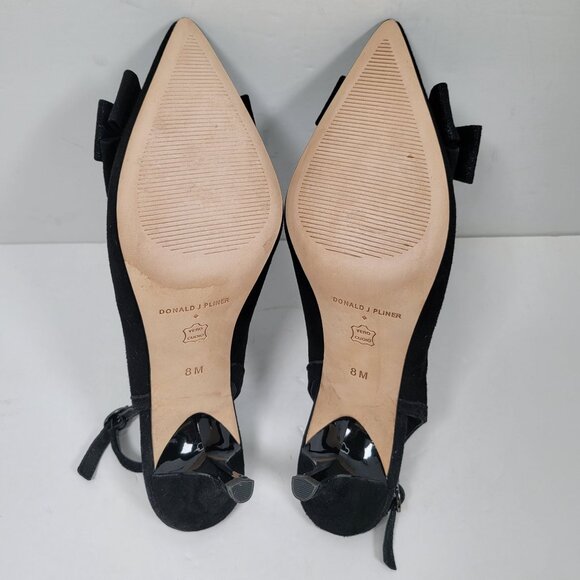 Donald J Pliner Women's Black Suede Bow Dorsay Pumps US Size 8M - Picture 9 of 10